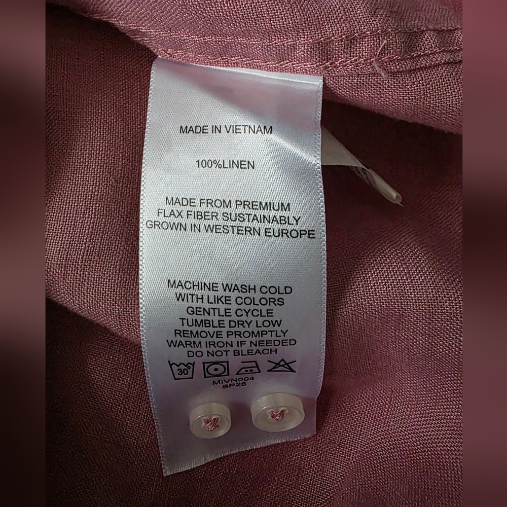 Quince 100% European Linen Mauve Pink Shirt S NWOT - Picture 7 of 7